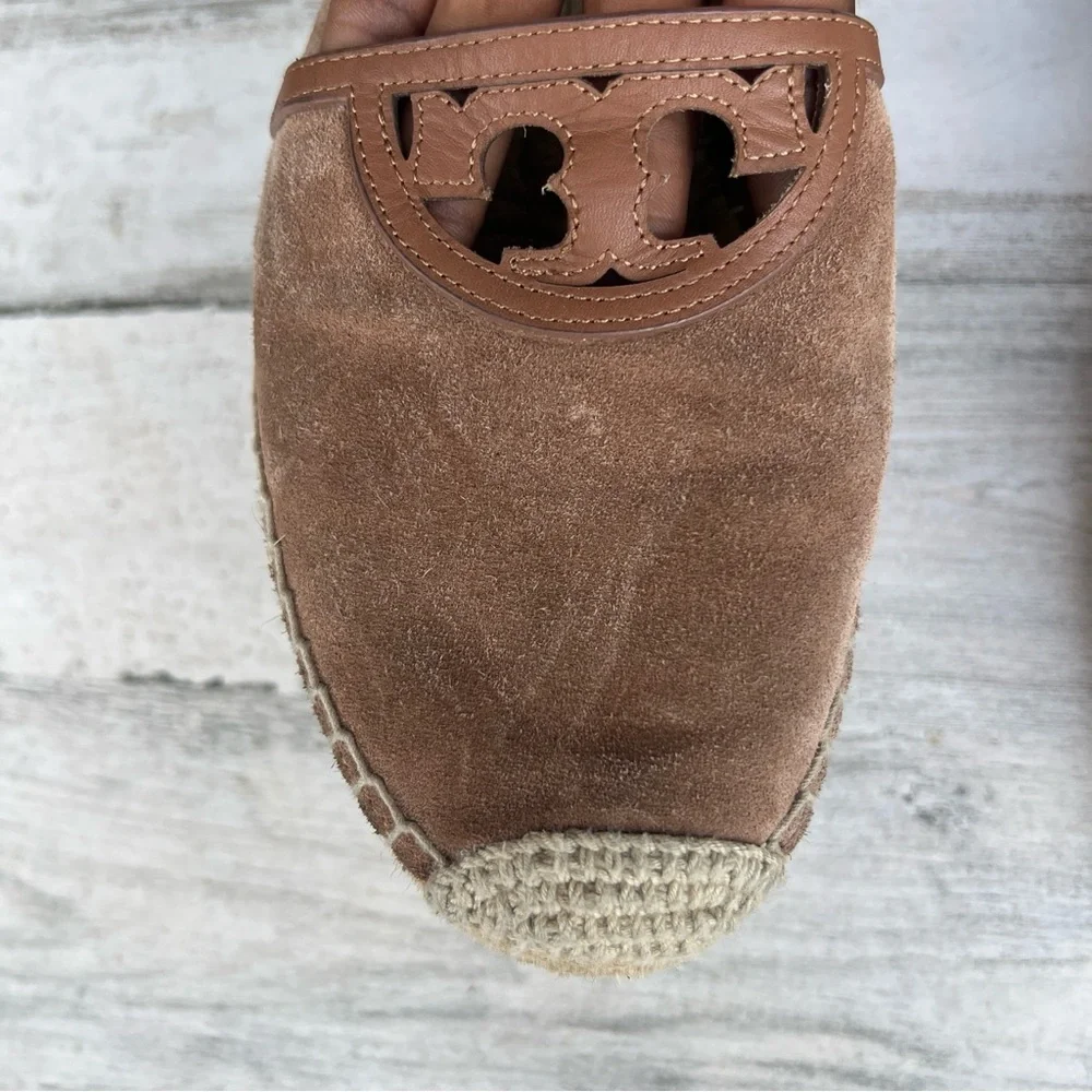 Tory Burch Sidney Suede Espadrille Flats Women’s‎ 8.5 Brown Tan Slip-on Shoes